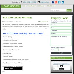 SAP APO Online Training with IT Experts in INDIA
