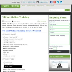 VB .NET Online Training with Real-time Scenarios in Canada