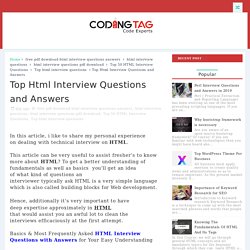 Top Html Interview Questions and Answers - .Free Online Updated IT Tutorials and Courses - Coding Tag