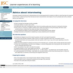 Advice about interviewing - JISCle2methods - Brookes Wiki