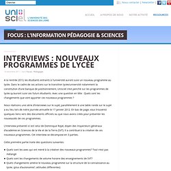 Sensibilisation aux nouveaux programmes de lycée