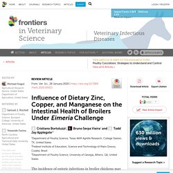 FRONT. VET. SCI. 28/01/20 Influence of Dietary Zinc, Copper, and Manganese on the Intestinal Health of Broilers Under Eimeria Challenge