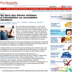 Un tiers des élèves victimes d'intimidation au secondaire (Québec)