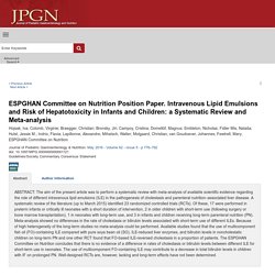 ESPGHAN Committee on Nutrition Position Paper. Intravenous L... : Journal of Pediatric Gastroenterology and Nutrition