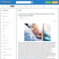 Intravenous Immunoglobulin (IVIg) Market to Experience Positive Changes Between till 2027 » Dailygram ... The Business Network