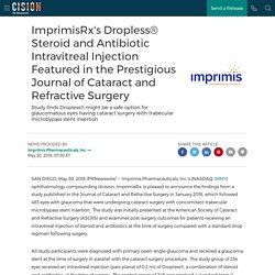 ImprimisRx's Dropless® Steroid and Antibiotic Intravitreal Injection Featured in the Prestigious Journal of Cataract and Refractive Surgery