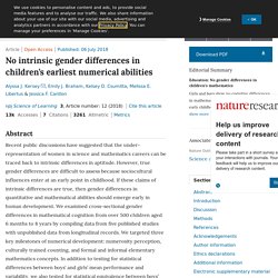 No intrinsic gender differences in childrenâs earliest numerical abilities