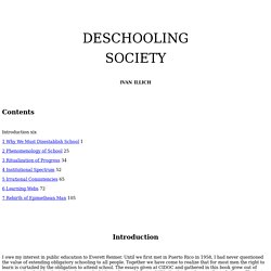 Deschooling Society Ivan Illich