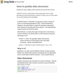Intro to pandas data structures