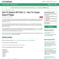 Intro To Search API (Part 1) - How To Create Search Pages