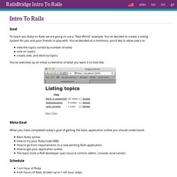 Intro To Rails - Intro To Rails