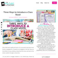 Three Ways to Introduce a Class Novel