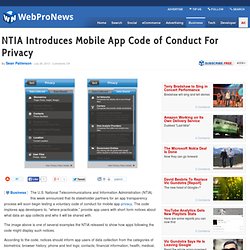 NTIA Introduces Mobile App Code of Conduct For Privacy