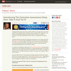 Introducing The Formative Assessment Deep Dive: Take It And Try It!