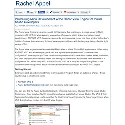 Introducing MVC Development w/the Razor View Engine for Visual Studio Developers-Rachel Appel on Software Development