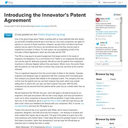 Introducing the Innovator's Patent Agreement