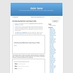 Introducing Machine Learning to kids « dale lane
