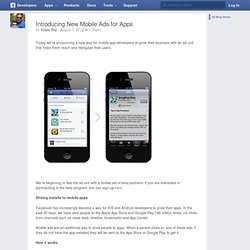 Introducing New Mobile Ads for Apps - Développeurs Facebook