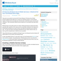 Introducing Windows Azure Mobile Services: A Backend for Your Connected Client Apps - Windows Azure