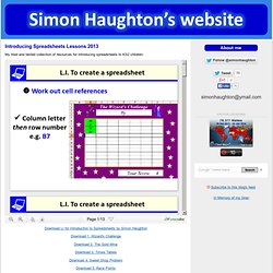 Simon Haughton's website: Introducing Spreadsheets