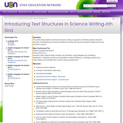 Introducing Text Structures in Science Writing-6th Grd