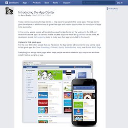 Introducing the App Center - Développeurs Facebook