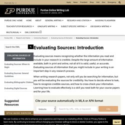 OWL Purdue: Evaluating Sources