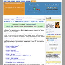 Summary of all the MIT Introduction to Algorithms lectures - goo