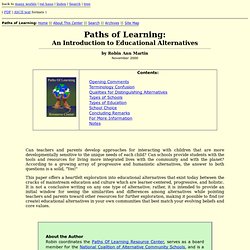 Paths Of Learning: An Introduction to Educational Alternatives