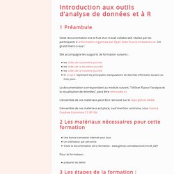 Introduction aux outils d’analyse de données et à R