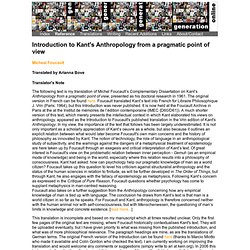 Foucaults Introduction to Kants Anthropology - StumbleUpon - Vimperator