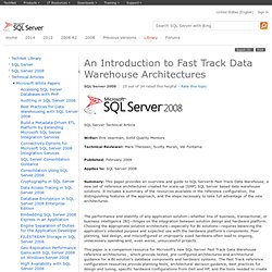 An Introduction to Fast Track Data Warehouse Architectures