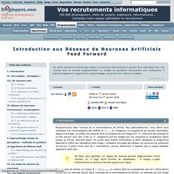 Introduction aux Réseaux de Neurones Artificiels Feed Forward