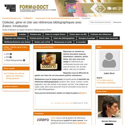 Introduction - Collecter, gérer et citer ses références bibliographiques avec Zotero - FORMADOCT at Université européenne de Bretagne