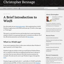 A Brief Introduction to WinJS - Christopher Bennage