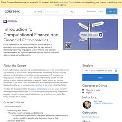 (26.08.2014-04.11.2014) Introduction to Computational Finance and Financial Econometrics