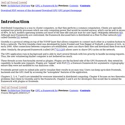 Introduction - GPU, a Grid Computing framework based on Gnutella