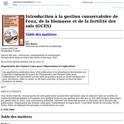 Introduction à la gestion conservatoire de l'eau, de la biomasse et de la fertilité des sols (GCES)