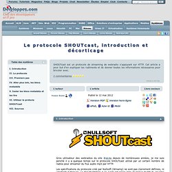 Le protocole SHOUTcast, introduction et d corticage