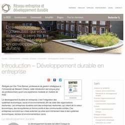 Introduction - Développement durable en entreprise