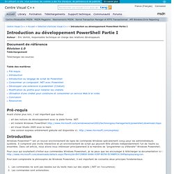 Introduction au développement PowerShell Partie I