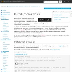 Introduction à wp-cli [Documentation o2switch]