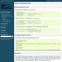 Short introduction — pySerial v2.6 documentation