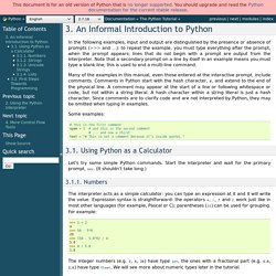 3. An Informal Introduction to Python — Python 2.7.8 documentation