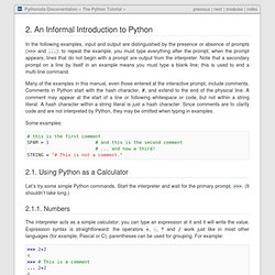 2. An Informal Introduction to Python — Pythonista Documentation