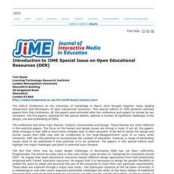 Introduction to JIME special Issue on Open Educational Resources (OER)