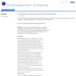 A Hacker's Introduction to Partial Evaluation