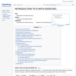 INTRODUCTION TO R WITH EXERCISES - Training Material