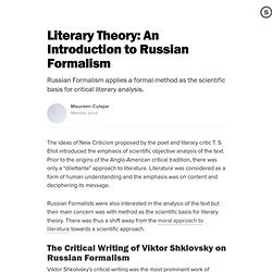 Literary Theory: An Introduction to Russian Formalism