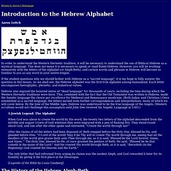 Introduction to the Hebrew Alphabet